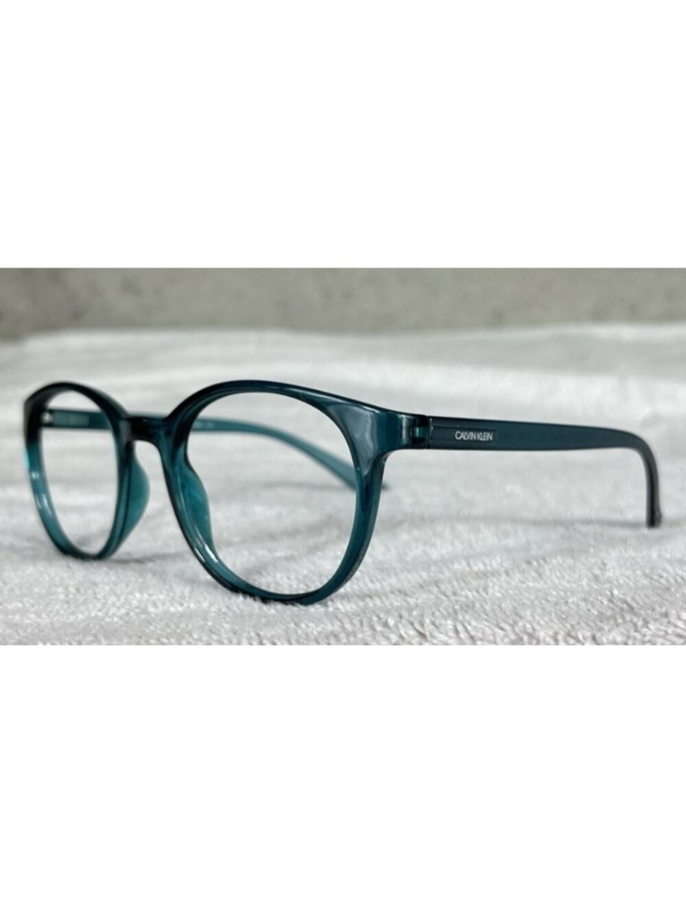 Calvin Klein CK19570 430 Round Teal Blue Clear Eyeglasses Frames Italy 50-20-145 - Picture 1 of 8